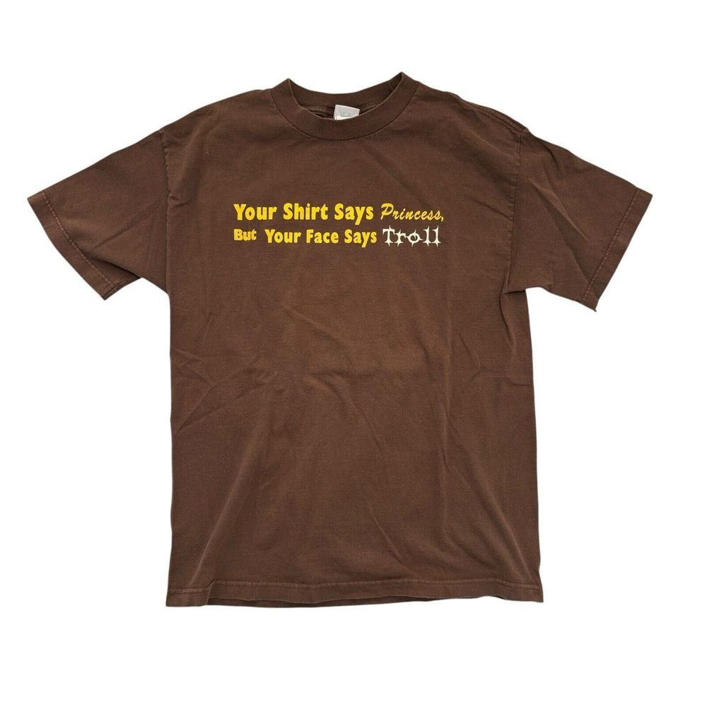 Vintage Troll Ugly Ironic Tee‎ Brown Size Large